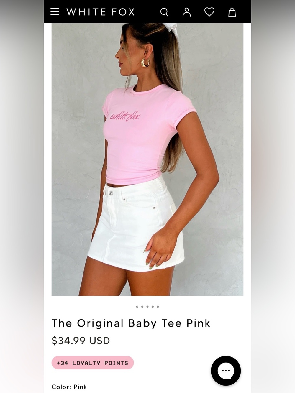 White Fox Boutique Pink Baby Tee